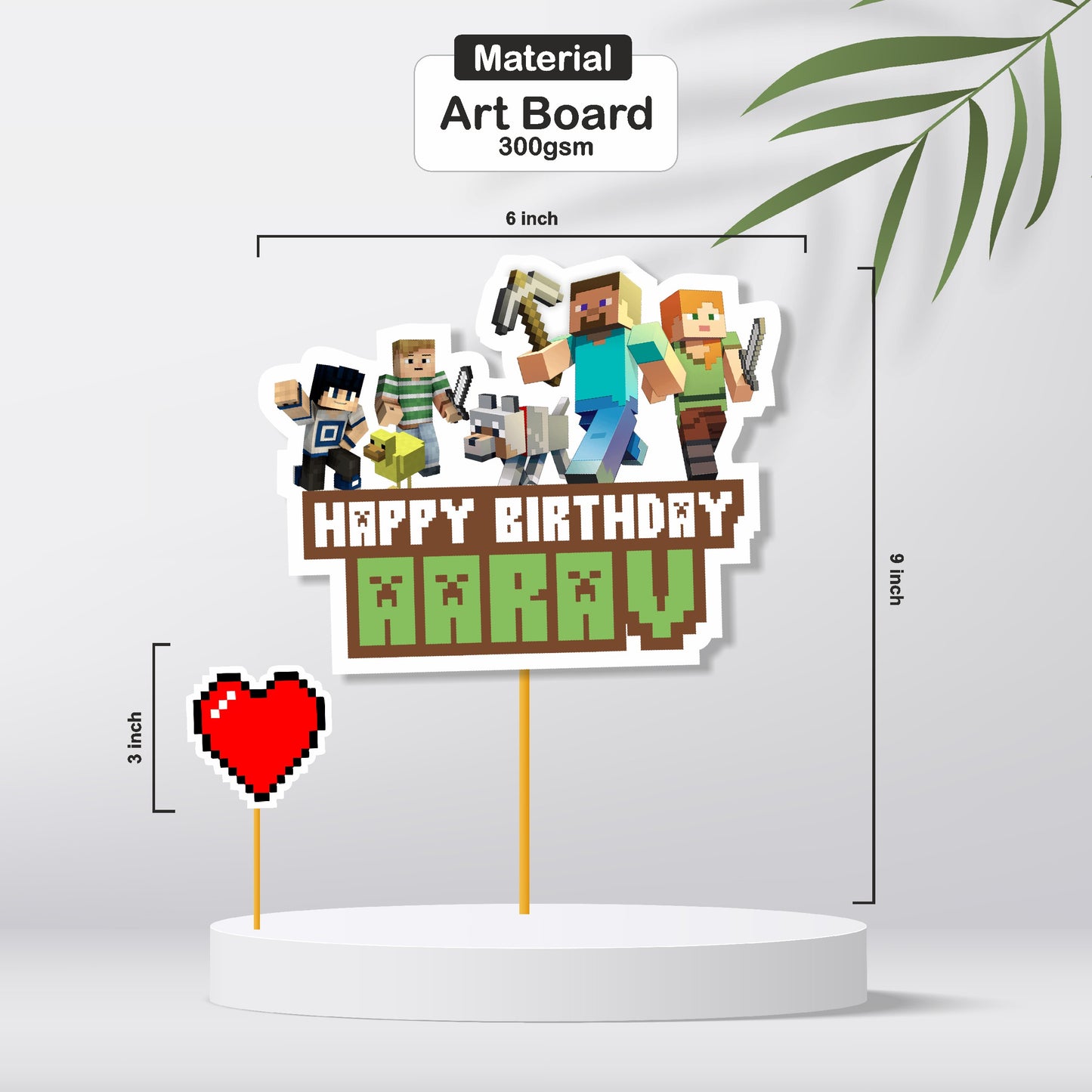 Minecraft Theme Personalized Caketopper