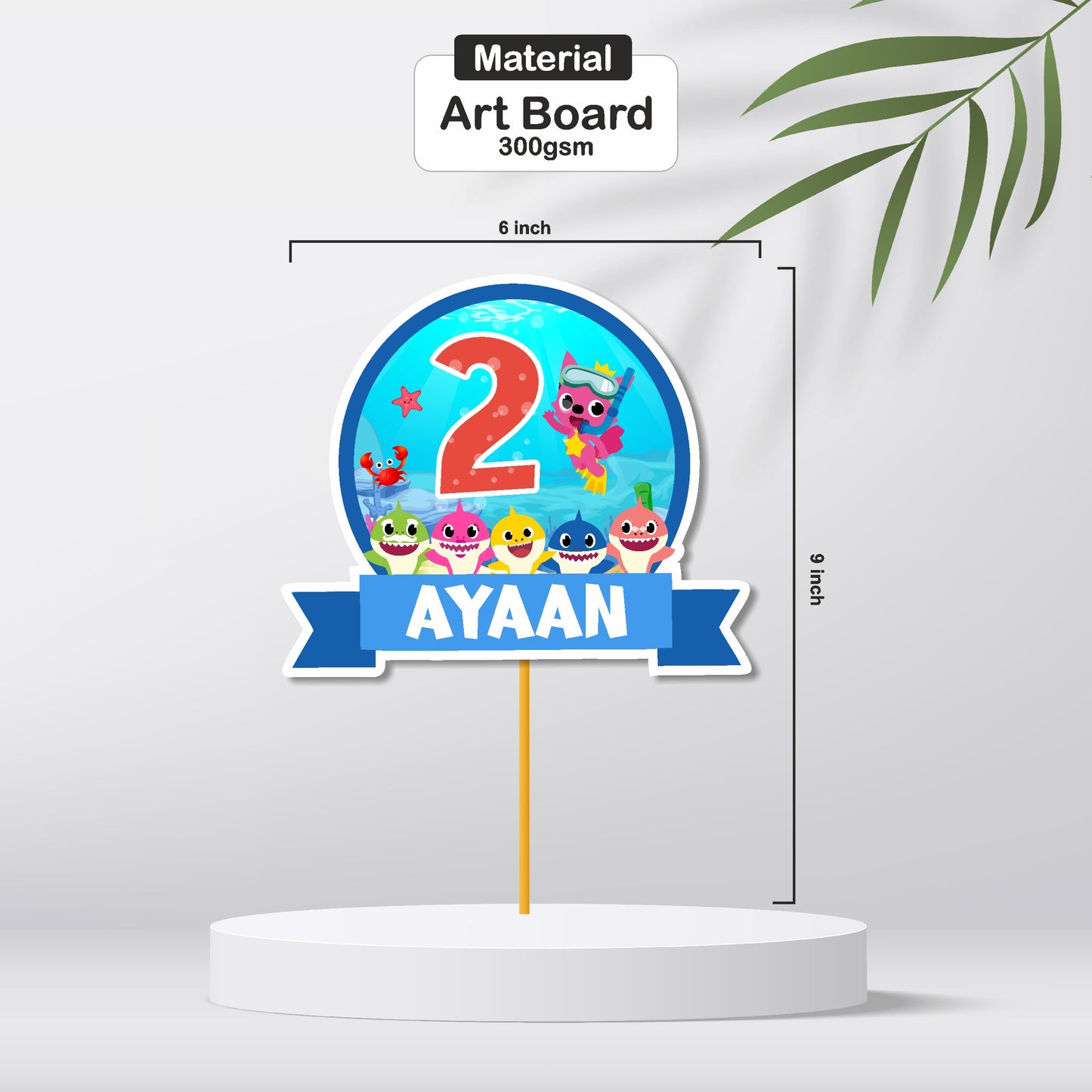 Baby Shark Theme Personalized Cake Topper