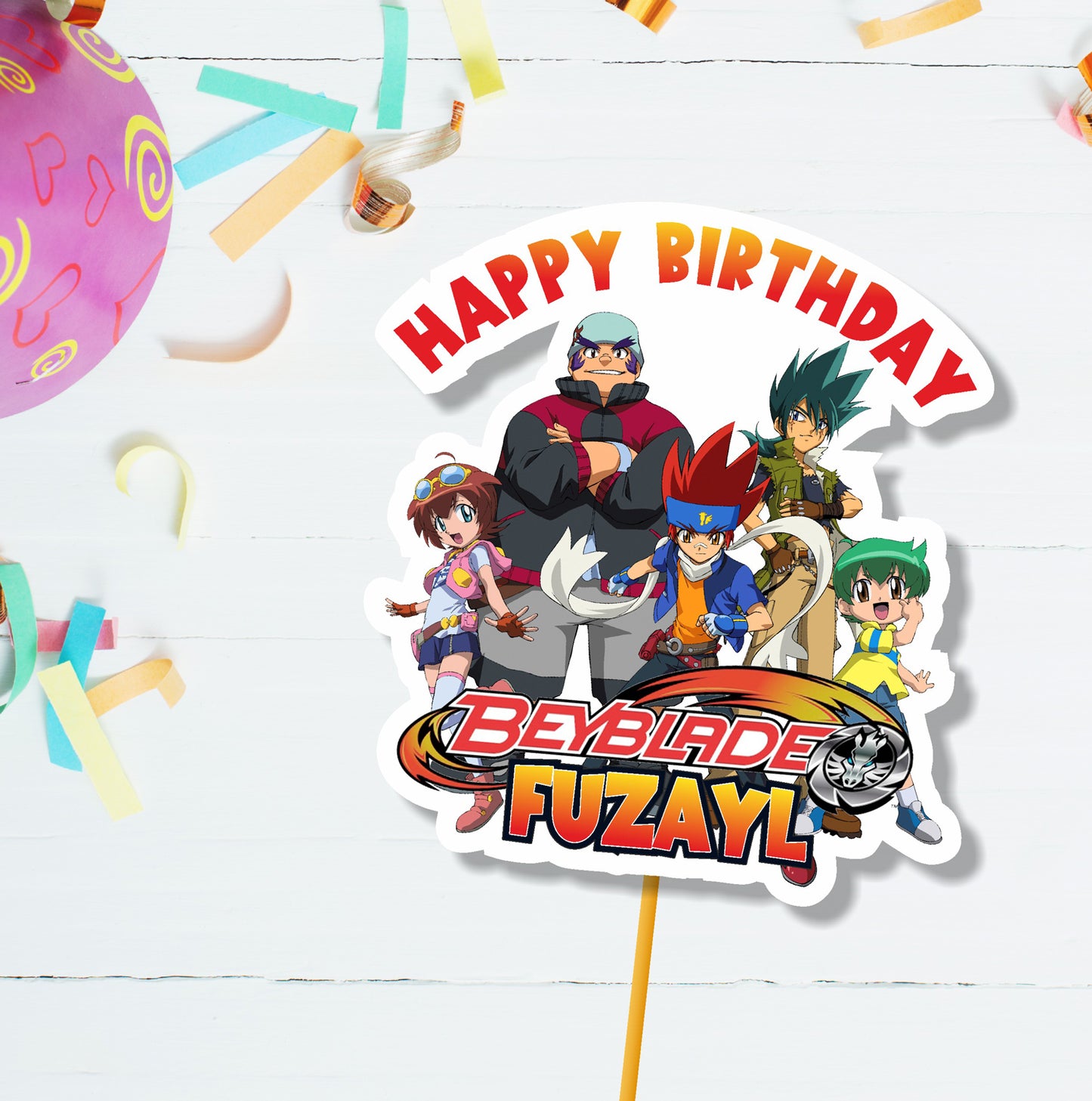 Beyblade Theme Customized Cake topper