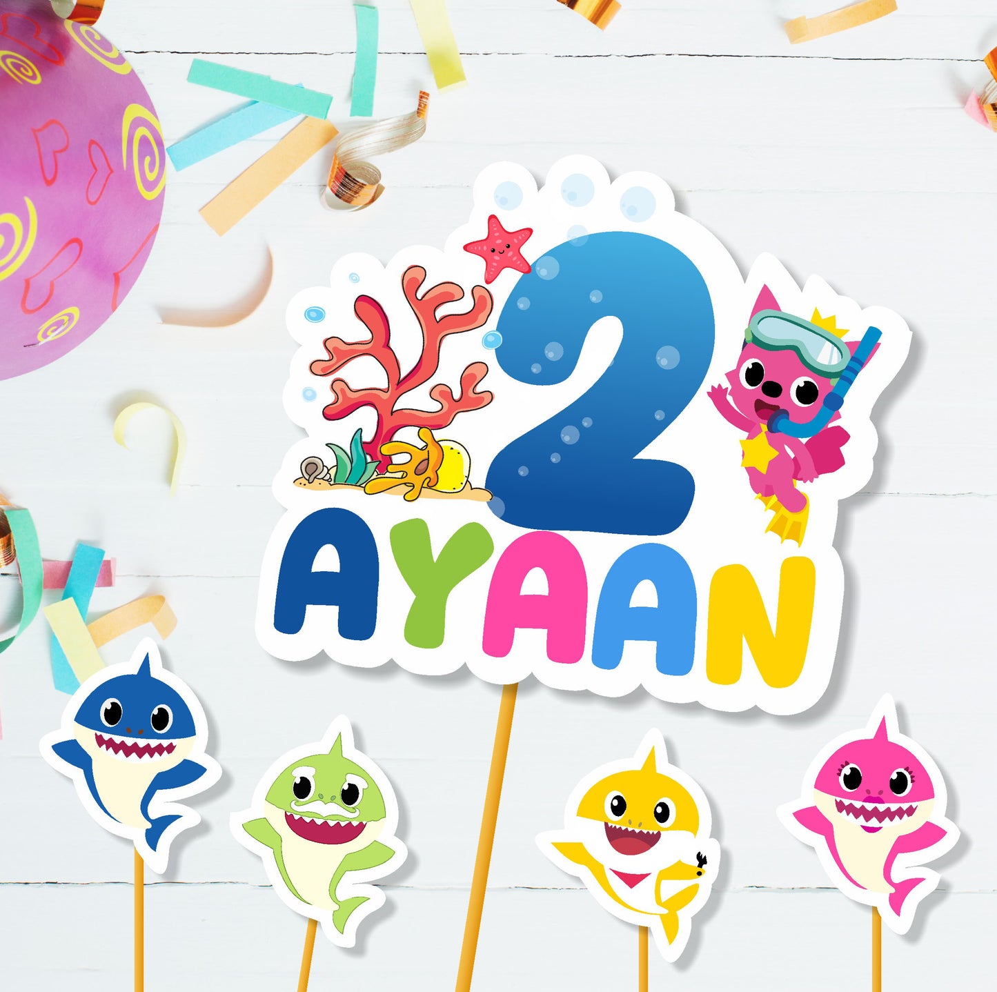 Baby Shark Theme Classic Cake Topper