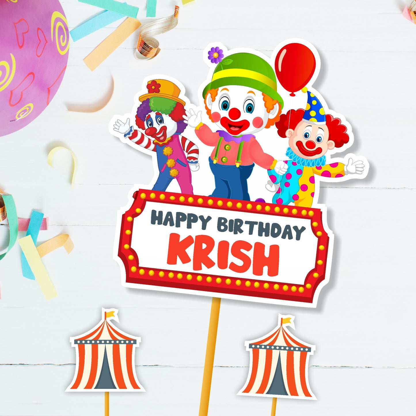 Carnival Theme Personalized Caketopper