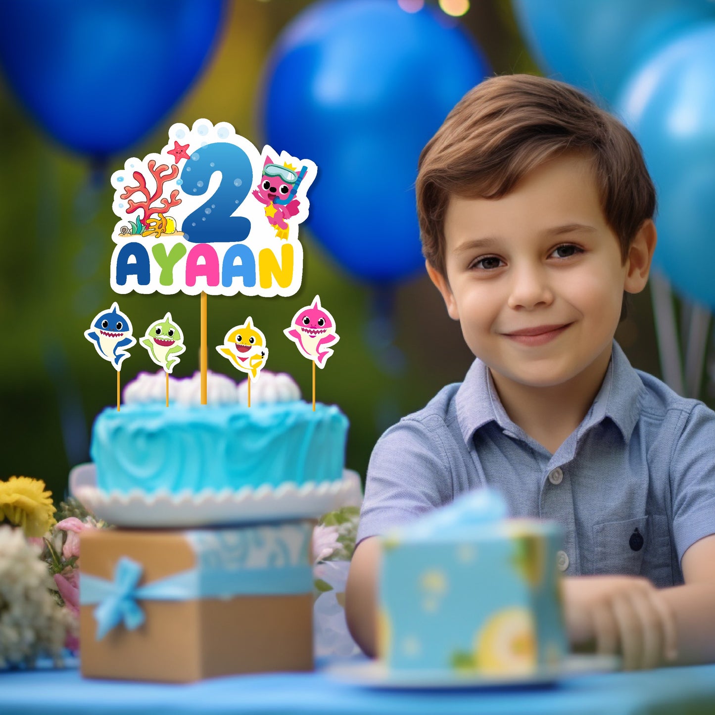 Baby Shark Theme Classic Cake Topper