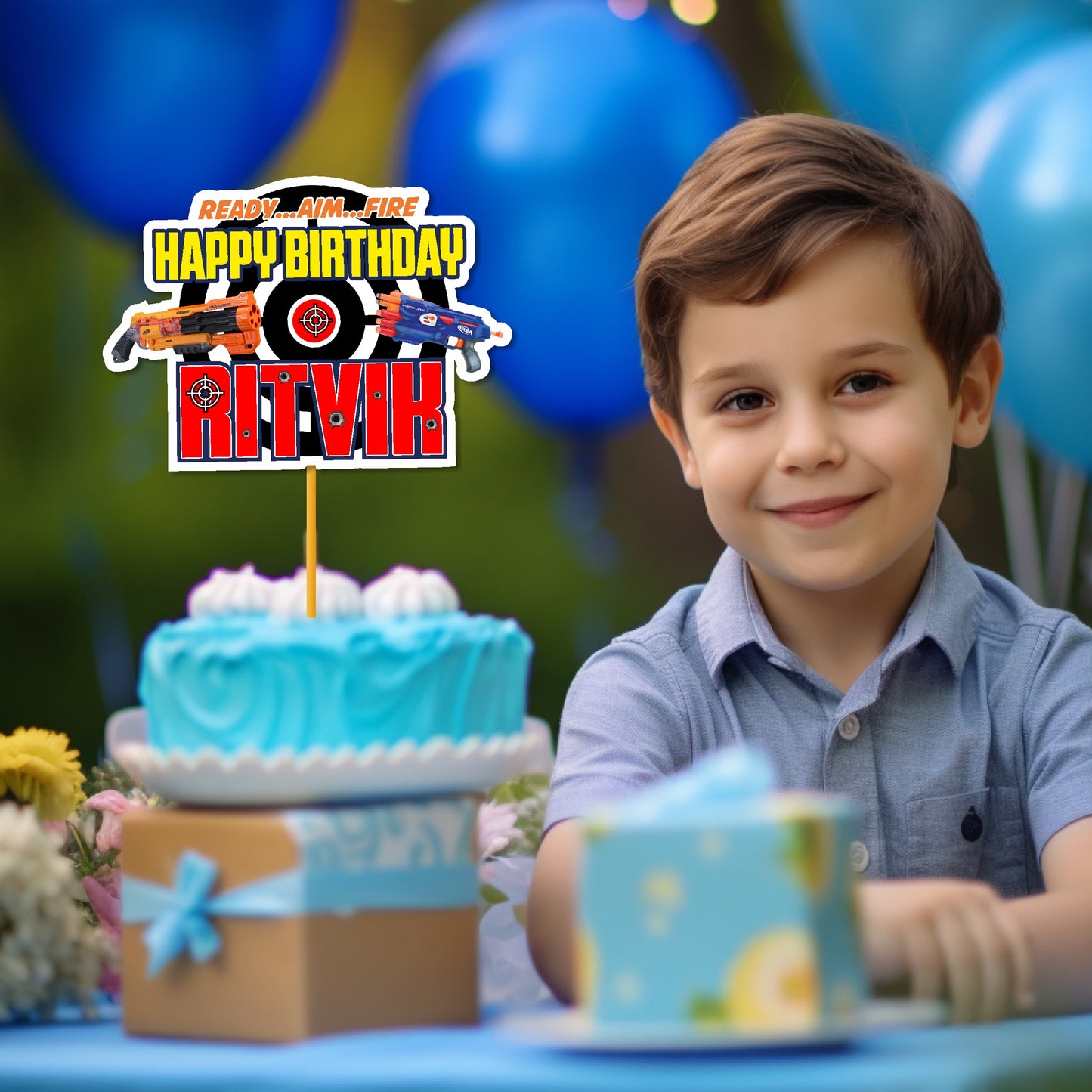 Nerf Gun Theme Customized Caketopper