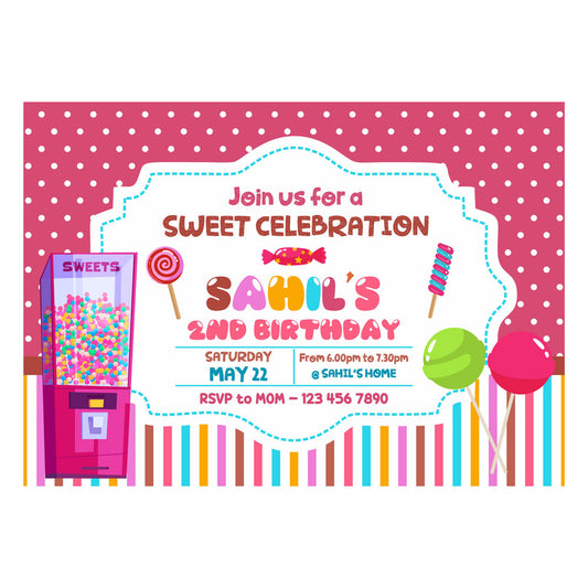 Candy Land Theme Invite