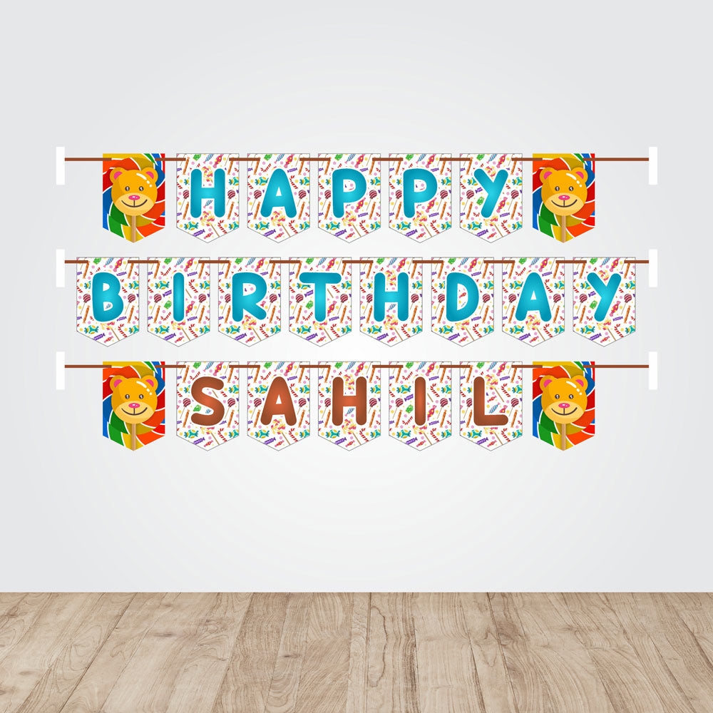 Candy Land Theme Customized Bunting
