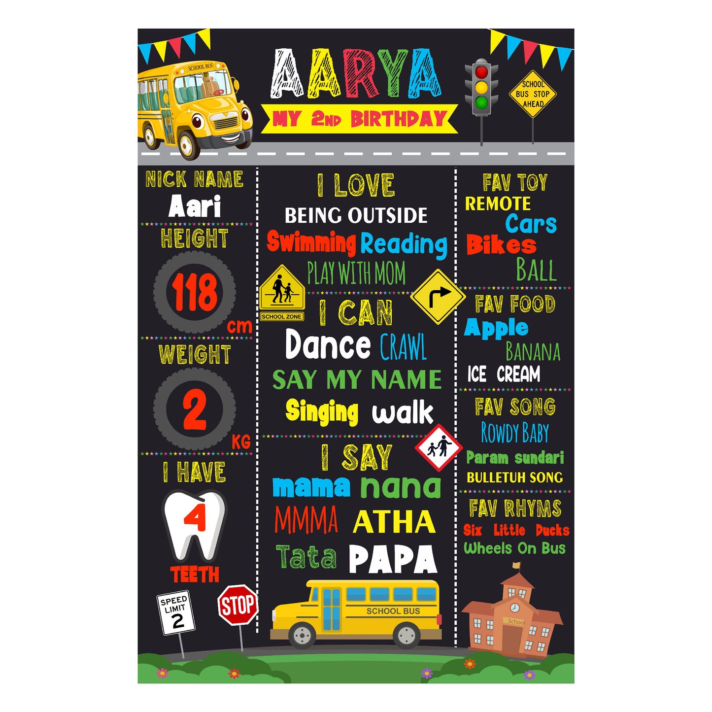 Wheels on the Bus Theme Chalkboard