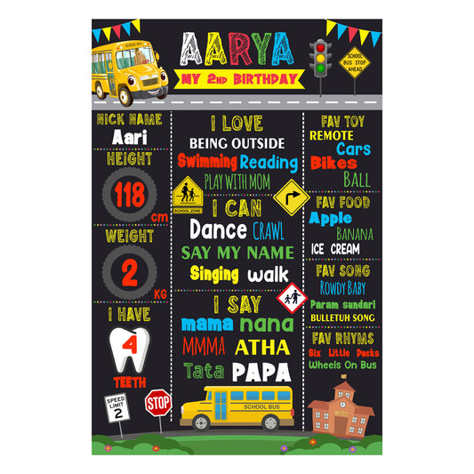 Wheels on the Bus Theme Chalkboard