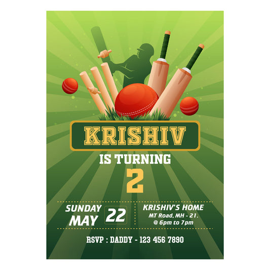 Cricket Theme Invite
