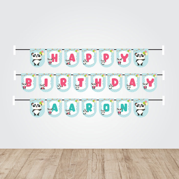 Cute Panda Theme Personalized Bunting