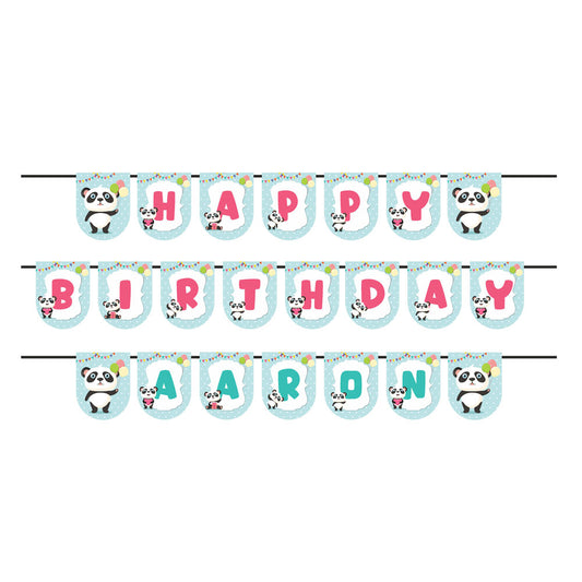 Cute Panda Theme Personalized Bunting