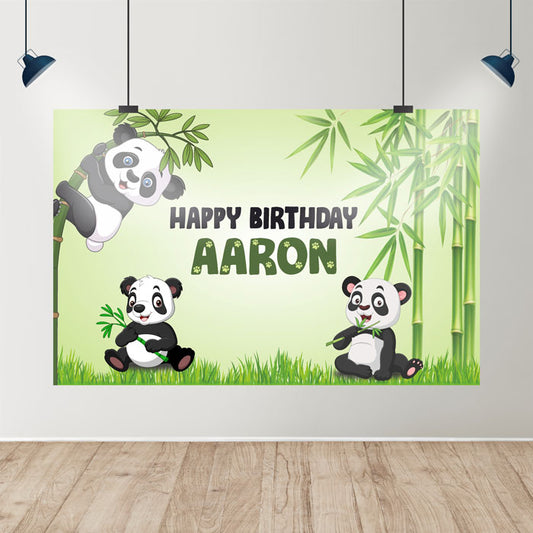 Cute Panda Theme Personalized Backdrop