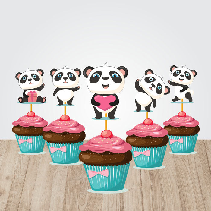 Cute Panda Theme Character Cupcake Topper