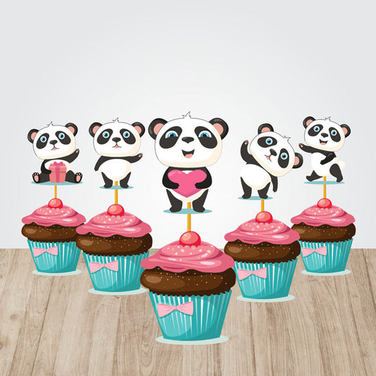 Cute Panda Theme Character Cupcake Topper
