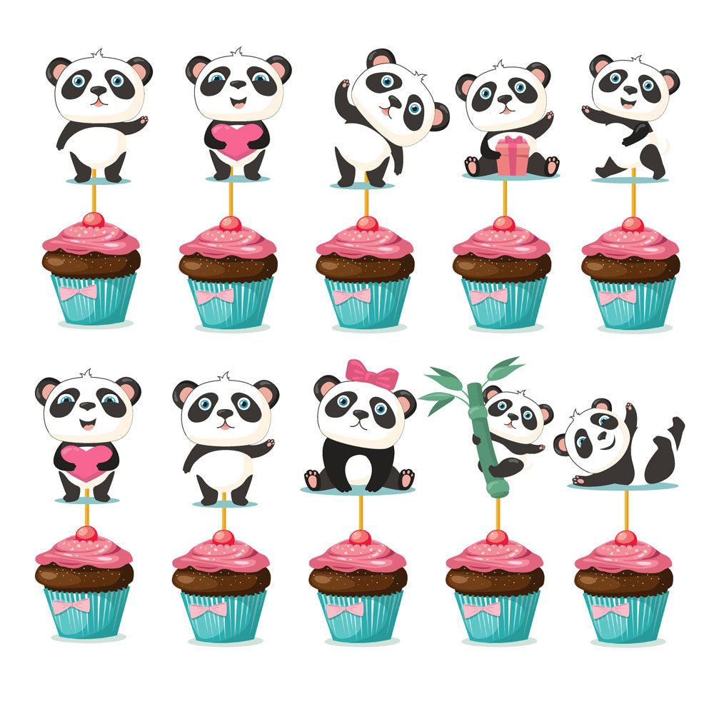 Cute Panda Theme Character Cupcake Topper