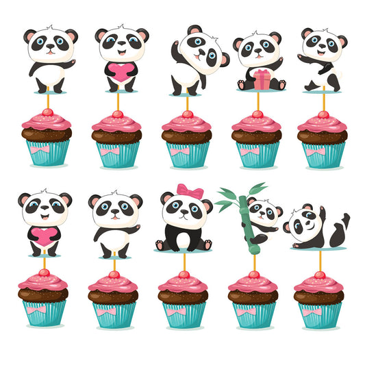 Cute Panda Theme Character Cupcake Topper