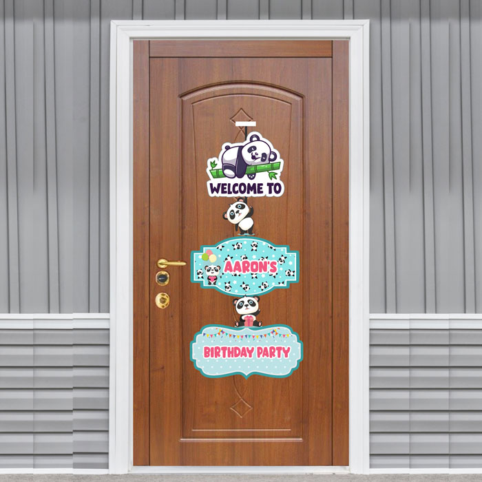 Cute Panda Theme Personalized Door Poster