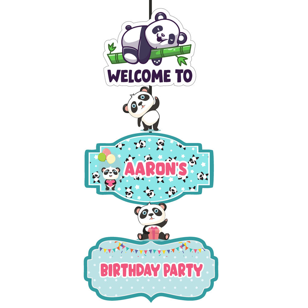 Cute Panda Theme Personalized Door Poster
