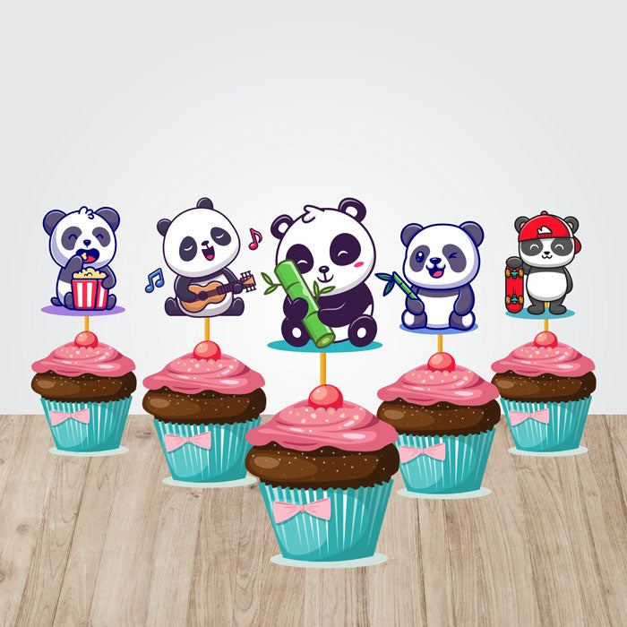 Cute Panda Theme Classic Cupcake Topper