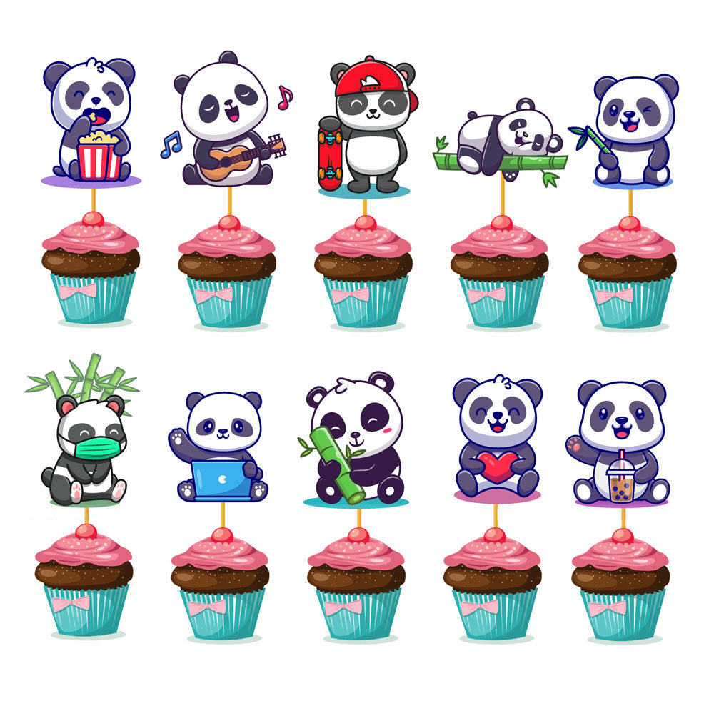 Cute Panda Theme Classic Cupcake Topper