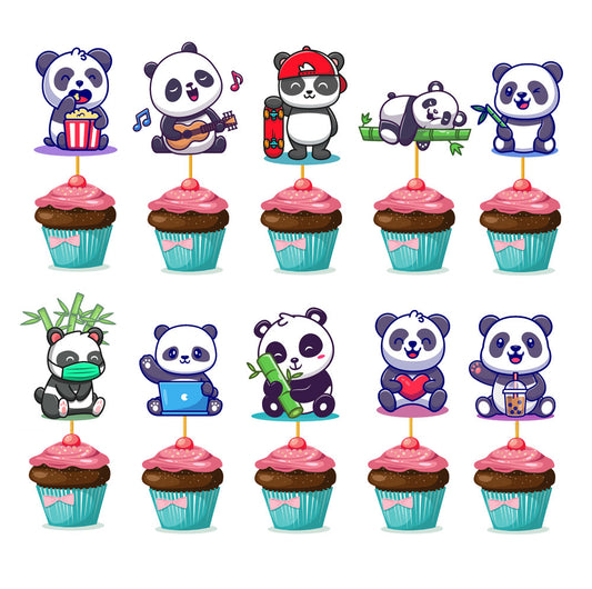 Cute Panda Theme Classic Cupcake Topper
