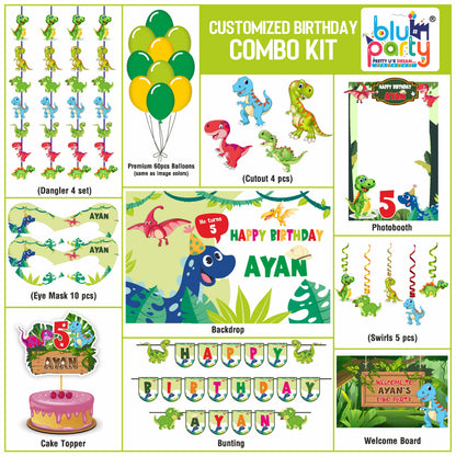Dinosaur birthday theme personalized compact combo kit for kids party decoration