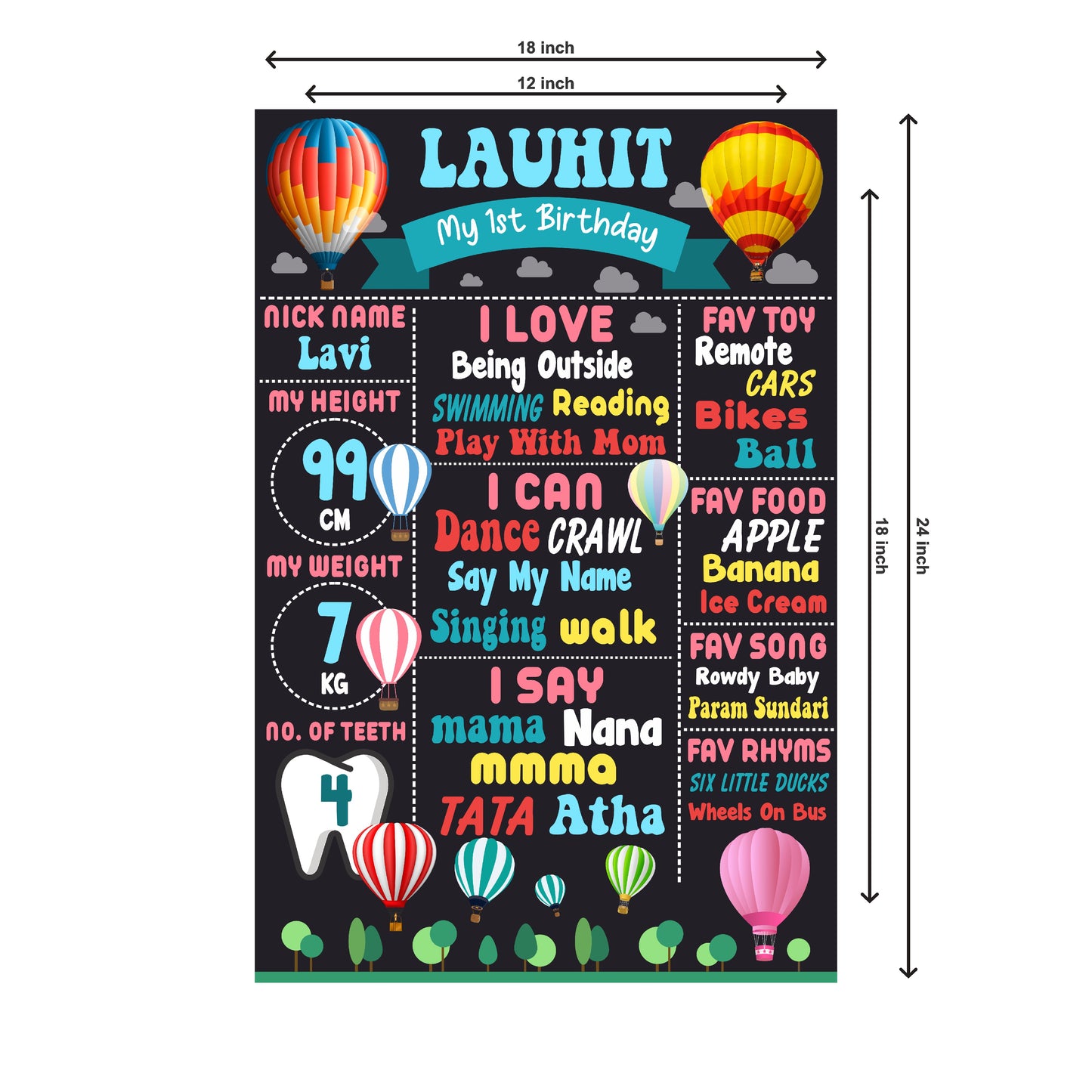 Hot Air Balloon Theme Chalkboard