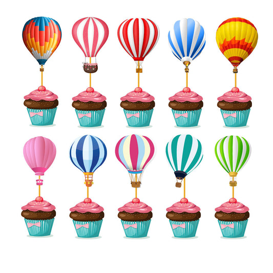 Hot Air Balloon Theme Cupcake Topper