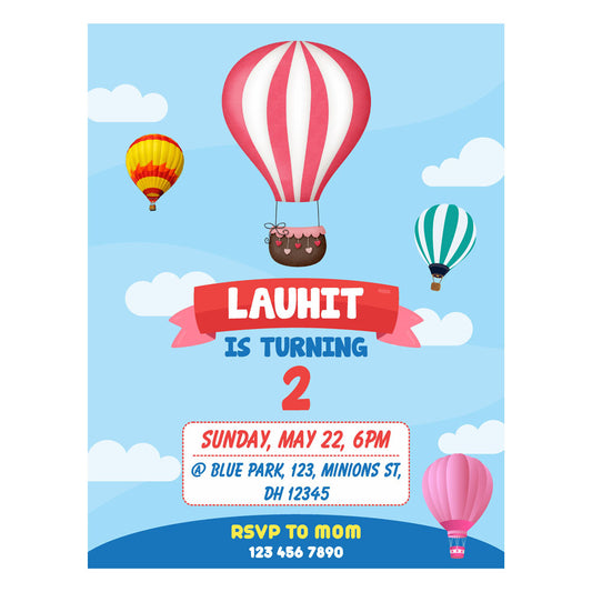 Hot Air Balloon Theme Invite