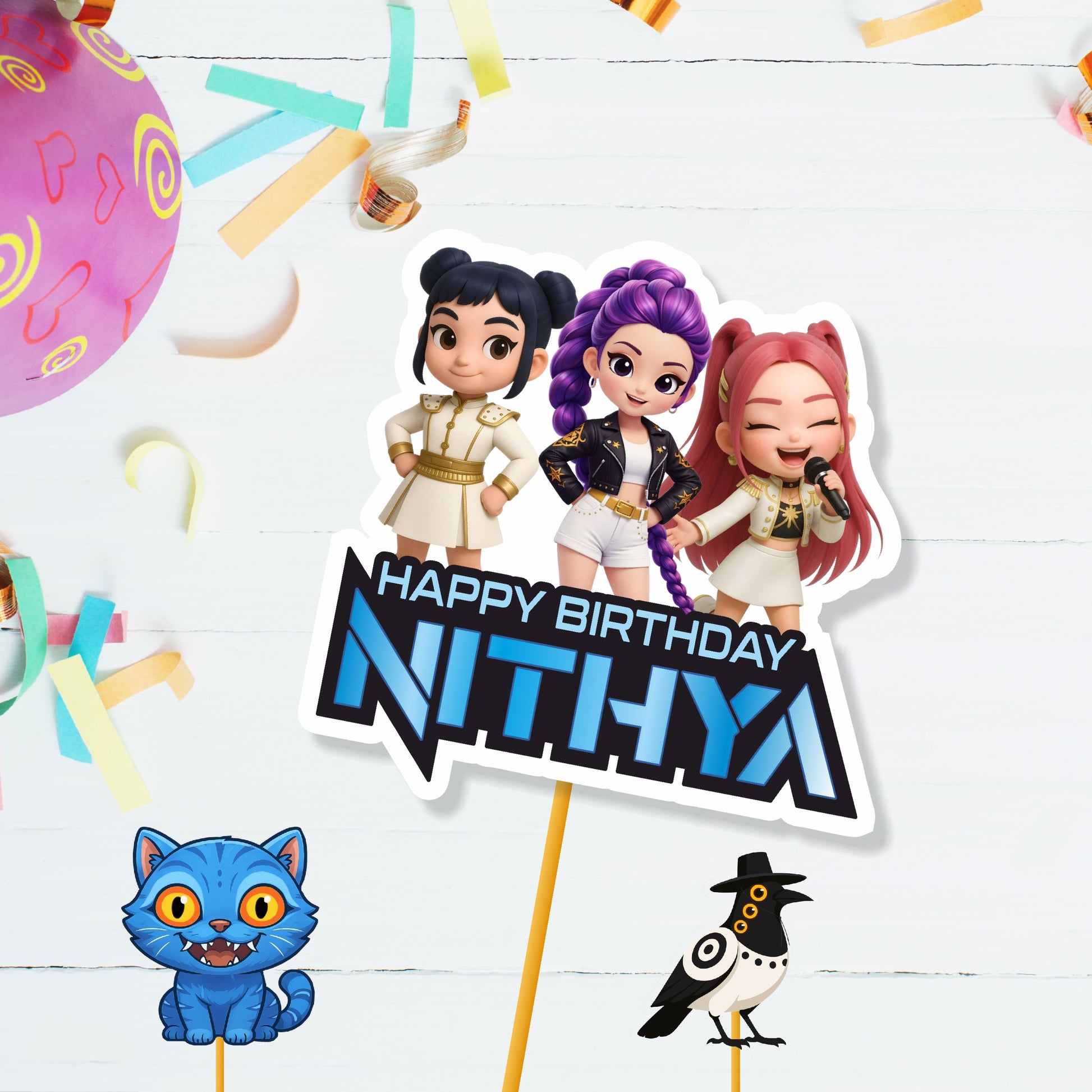 Kpop Demon Hunters Birthday Theme Customized Caketopper for birthday party