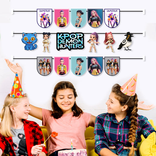 Kpop Demon Hunters Birthday Theme Character Bunting for birthday decoration