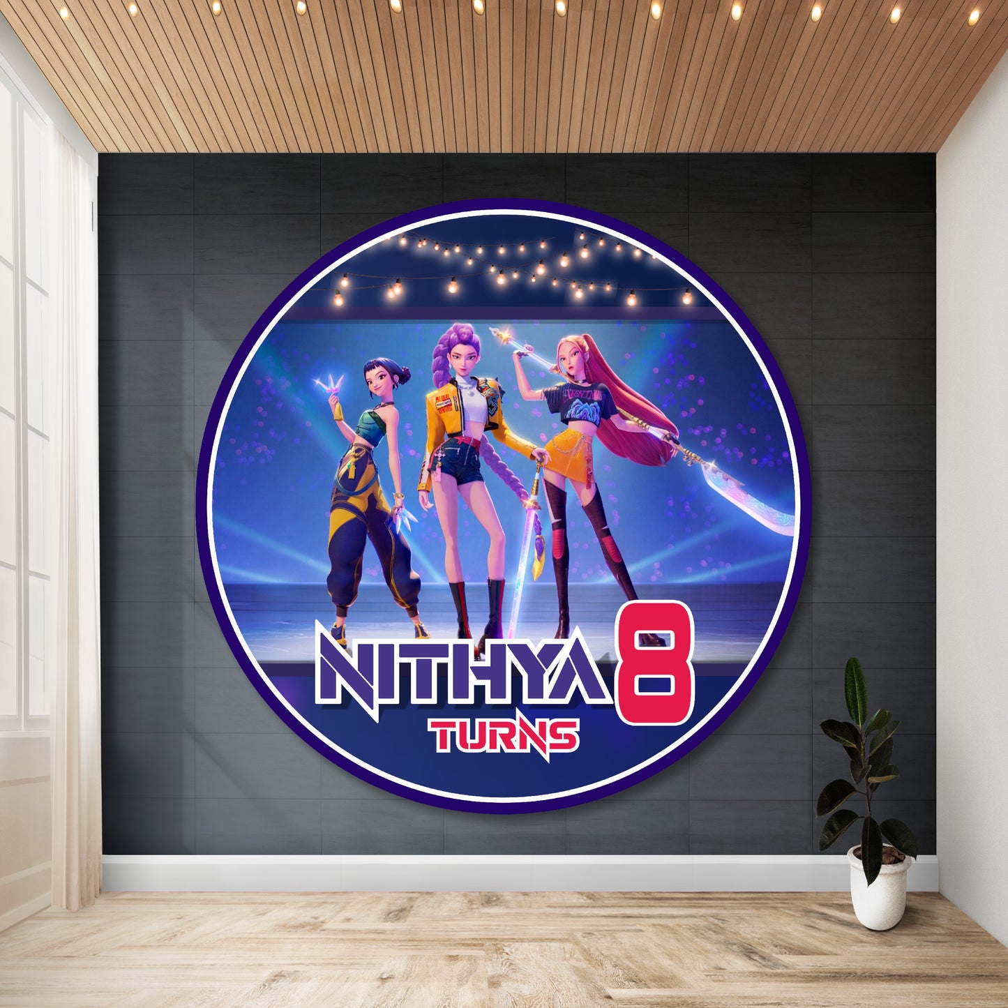 Kpop Demon Hunters Birthday Theme Classic Round Backdrop For birthday party