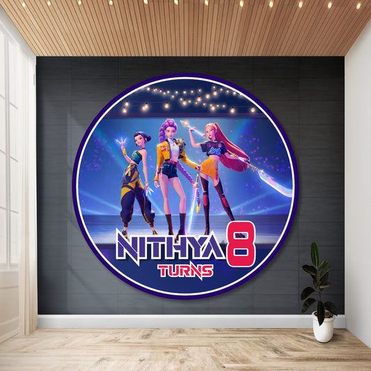 Kpop Demon Hunters Birthday Theme Classic Round Backdrop For birthday party