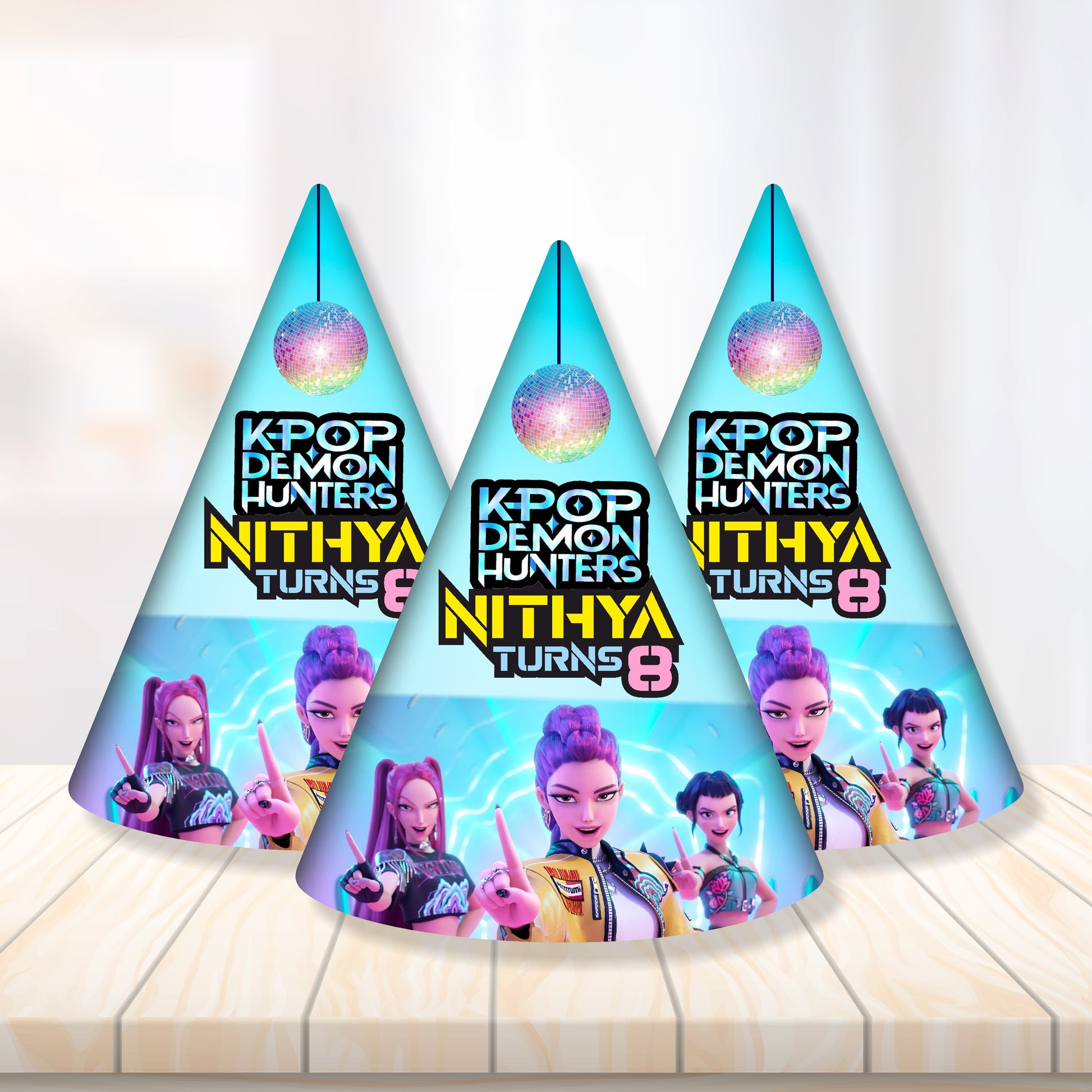 Kpop Demon Hunters Birthday Theme Customized Hat for birthday Decoration