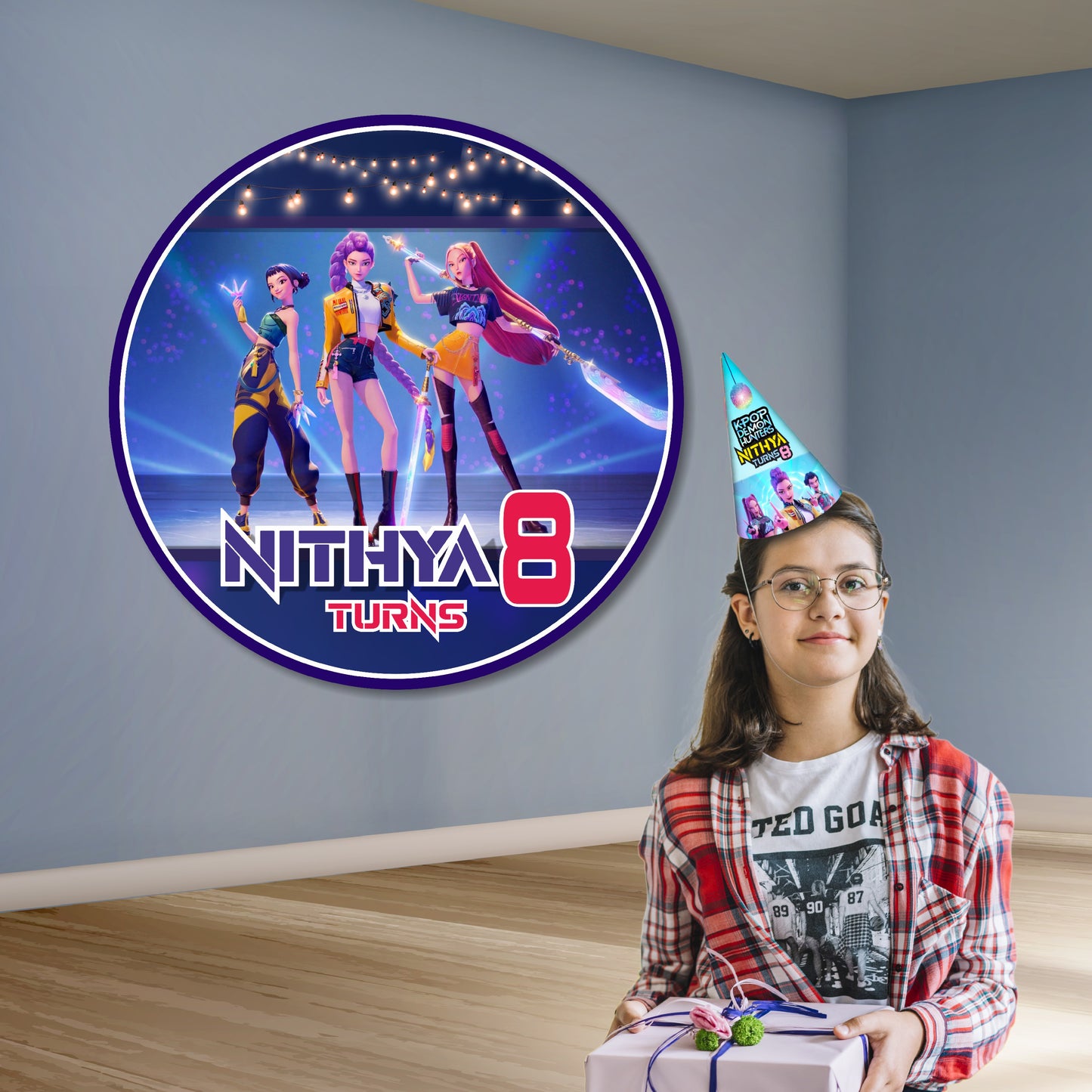 Kpop Demon Hunters Birthday Theme Classic Round Backdrop