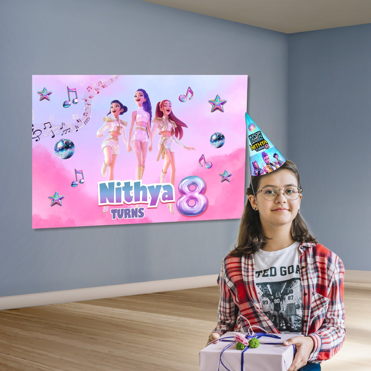 Kpop Demon Hunters Birthday Theme Customized Backdrop