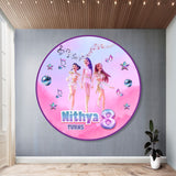 Kpop Demon Hunters Customized Round Birthday Backdrop for a kids’ birthday party