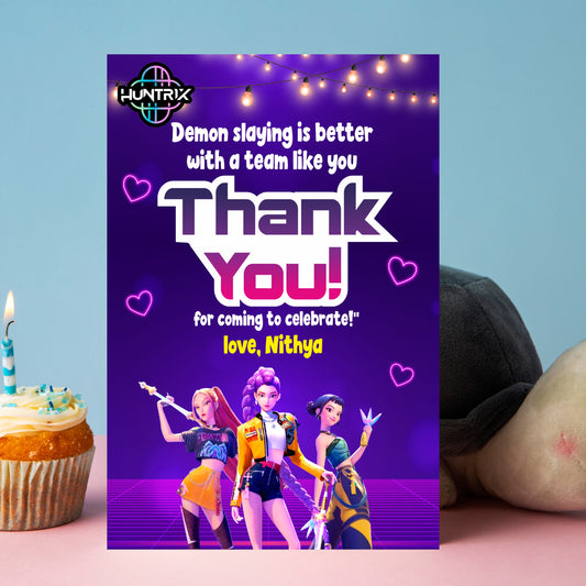 KPop Demon Hunters Birthday Thankyou Card for birthday party
