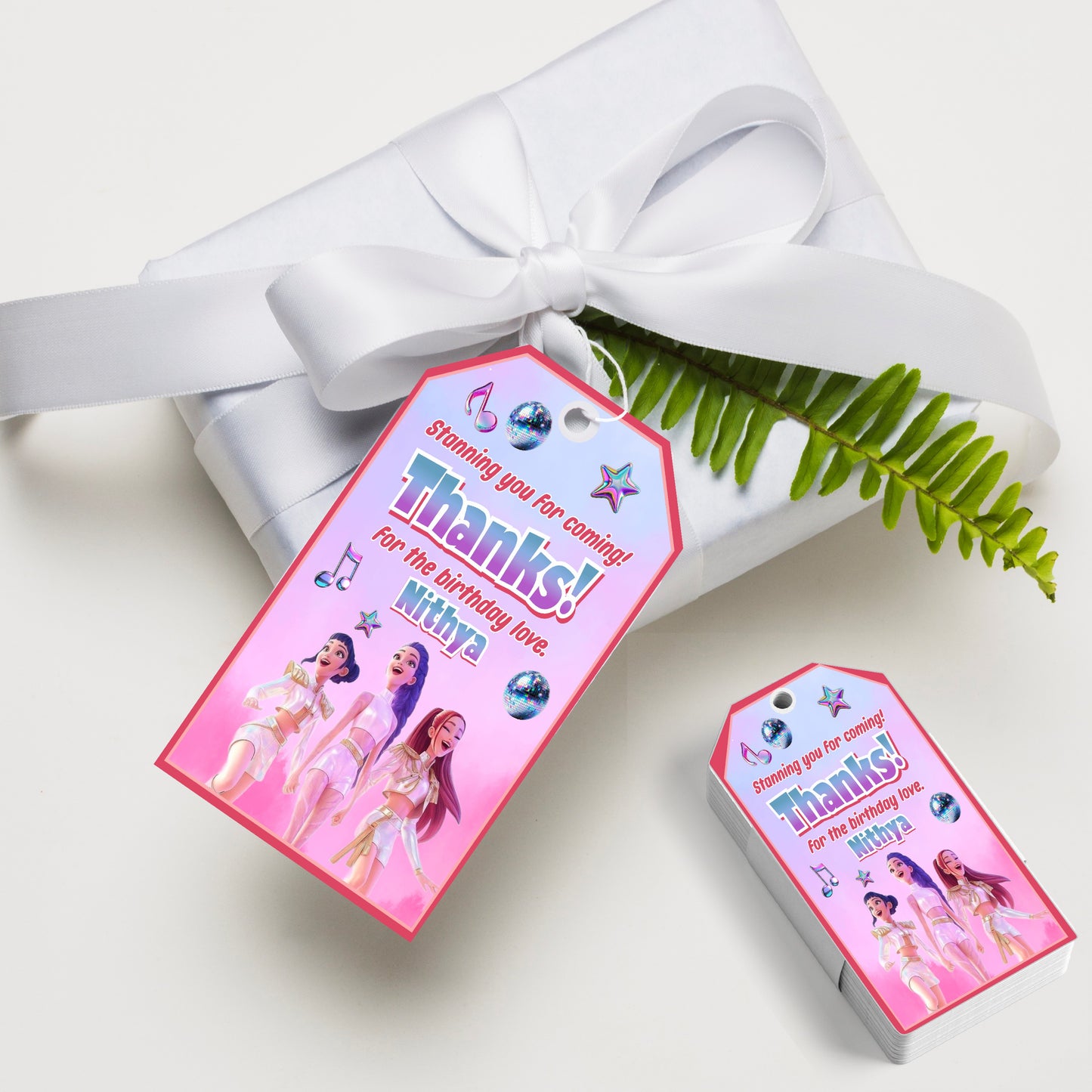 Kpop Demon Hunters Birthday Theme Thank You Tag