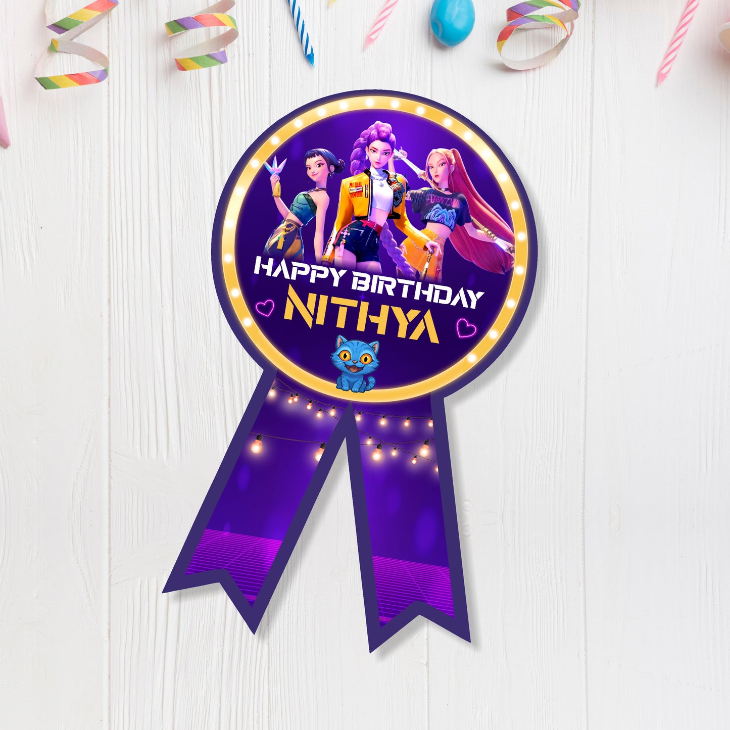 Kpop Demon Hunters Theme Badge for birthday party