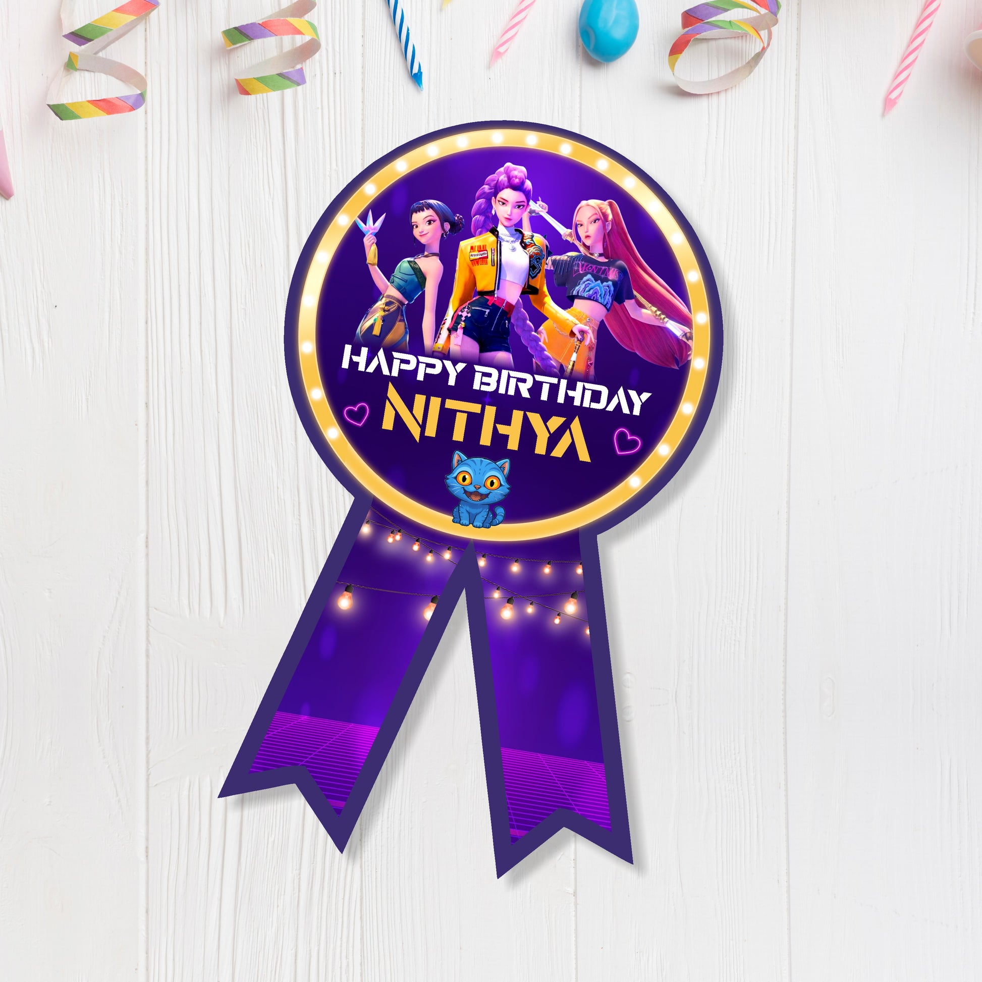 Kpop Demon Hunters Theme Badge for birthday party