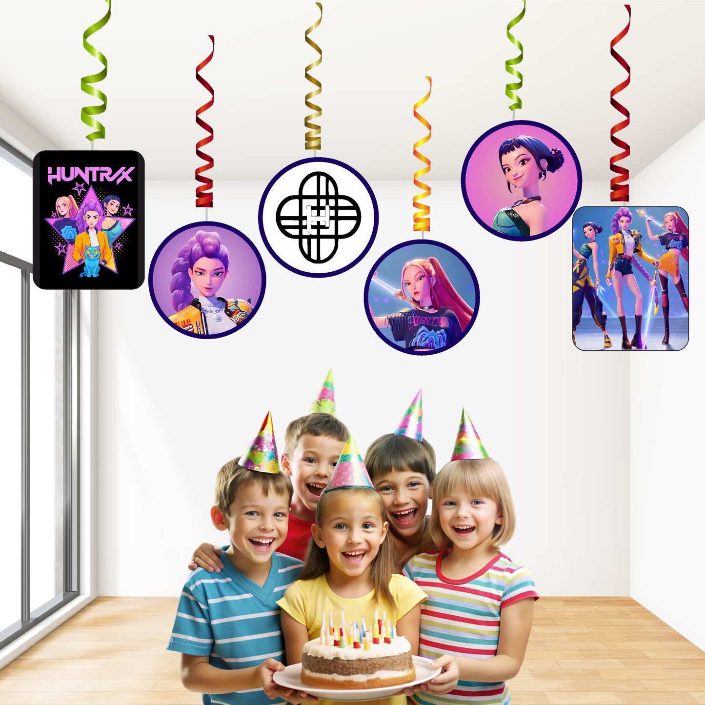 kpop demon hunters birthday theme classic swirls for birthday party