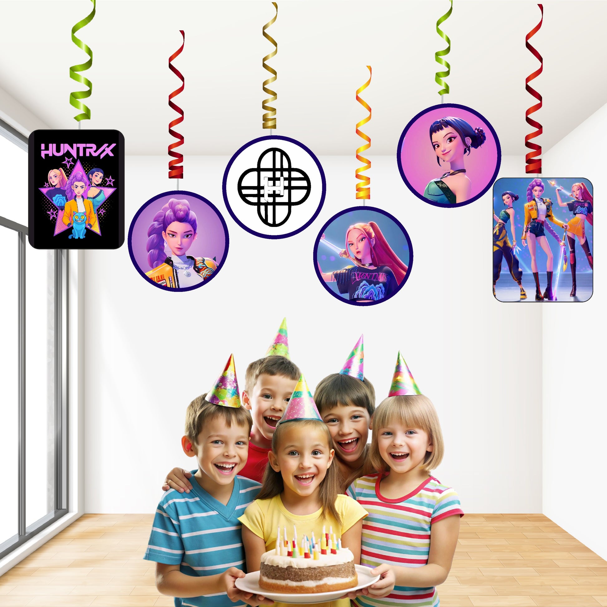 kpop demon hunters birthday theme classic swirls for birthday party