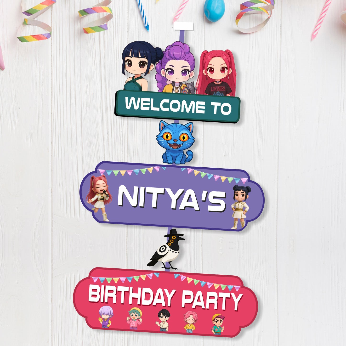 
Kpop demon hunters birthday Customized door poster for birthday decoration