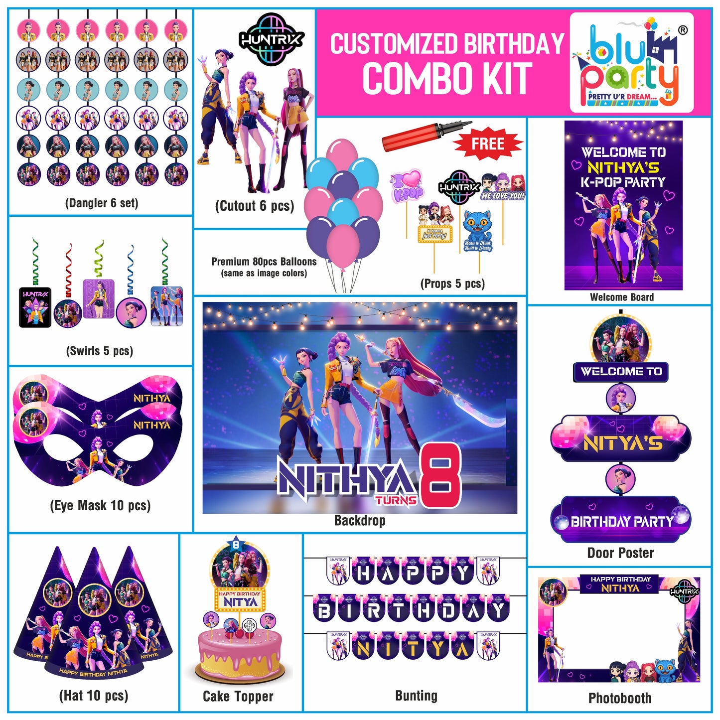 Kpop Demon Hunters Personalised Birthday Party Smart Kit