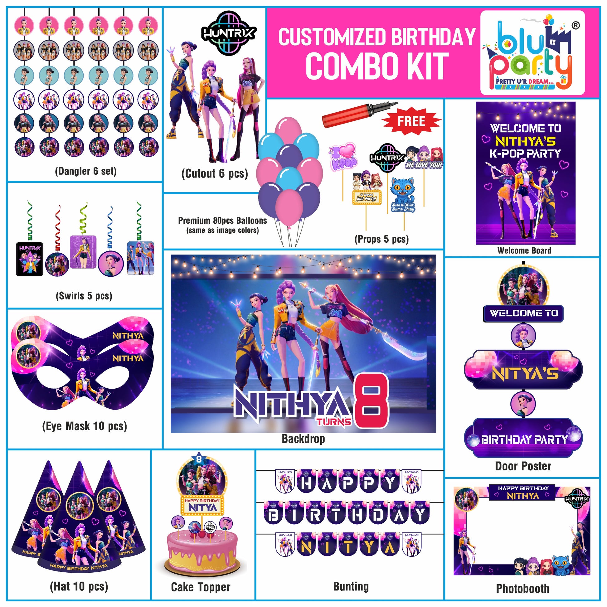 Kpop Demon Hunters Personalised Birthday Party Smart Kit