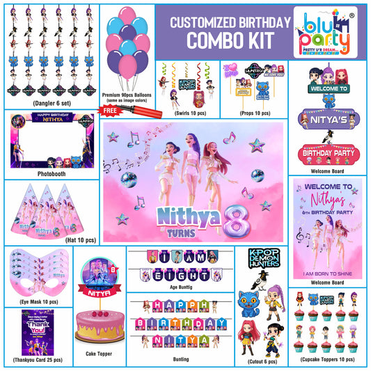 Kpop Demon Hunters Personalised Birthday Party Elite Kit – Ultimate Decoration Package
