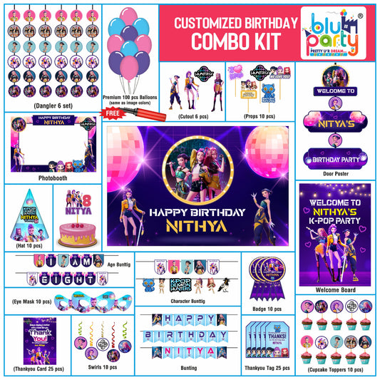 Kpop Demon Hunters Birthday Personalized Prime Kit — Custom Birthday Party Decoration Set for Kids