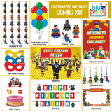 LEGO Birthday Theme Personalized Compact Combo Kit | Kids Party Decoration