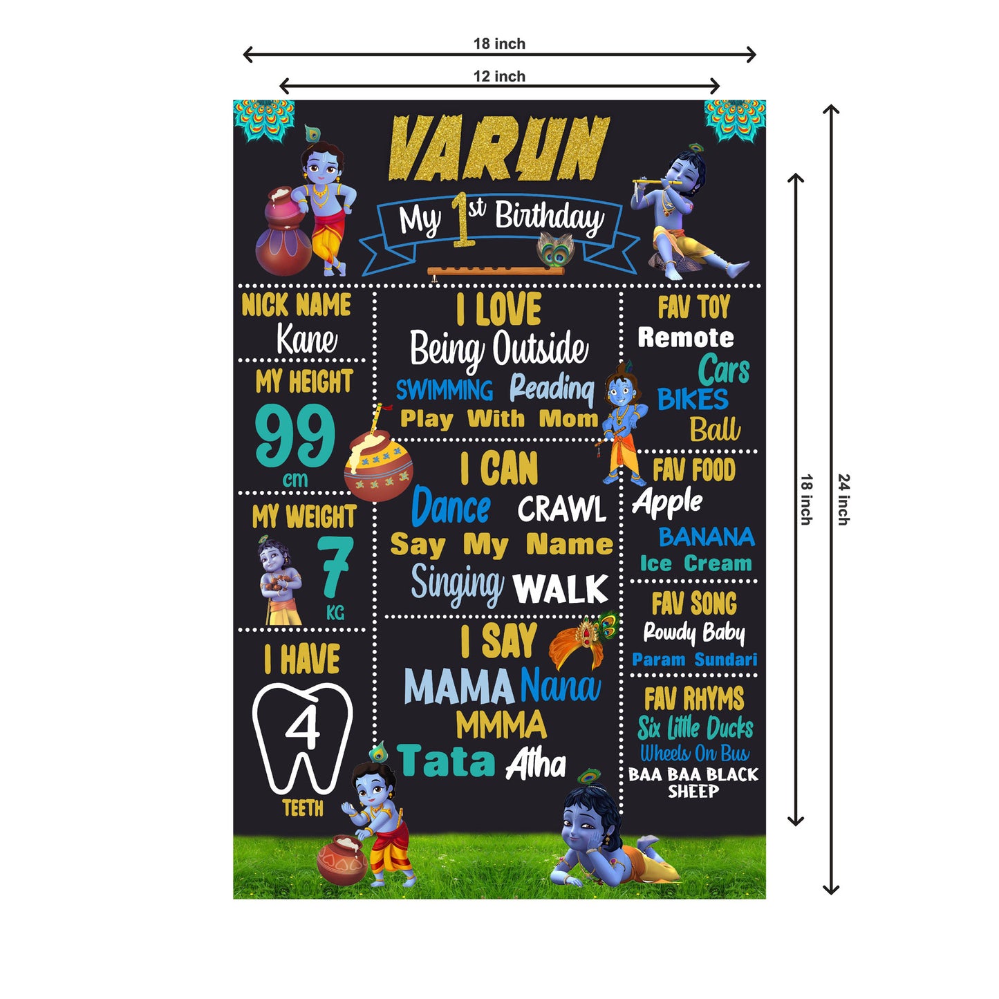 Little Krishna Theme Chalkboard