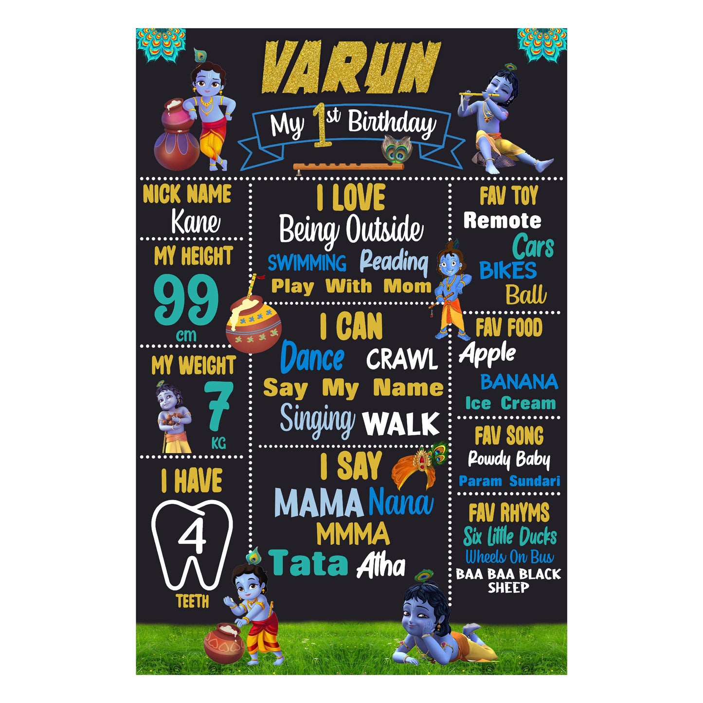 Little Krishna Theme Chalkboard